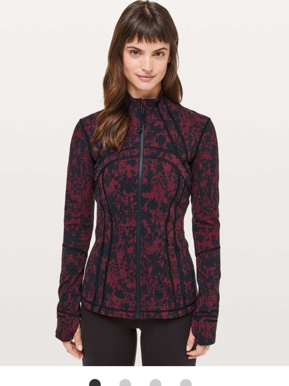 Lululemon Define Jacket Scatter Blossom Jacquard Garnet/Black, Sz 8, EUC